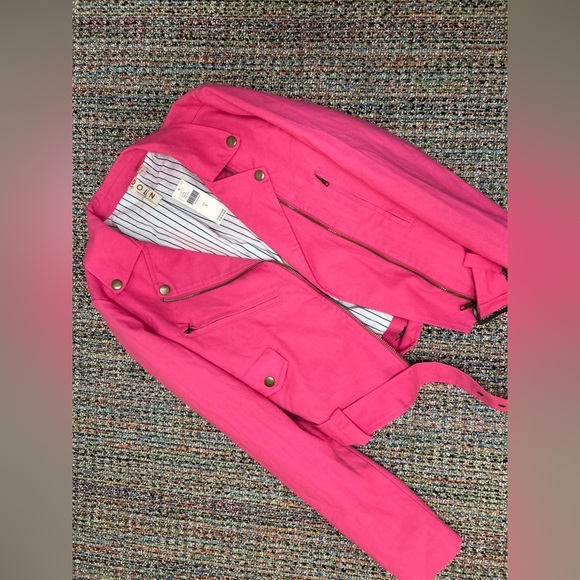 Anthropologie DOLAN Pink Linen Moto Jacket - Picture 9 of 10
